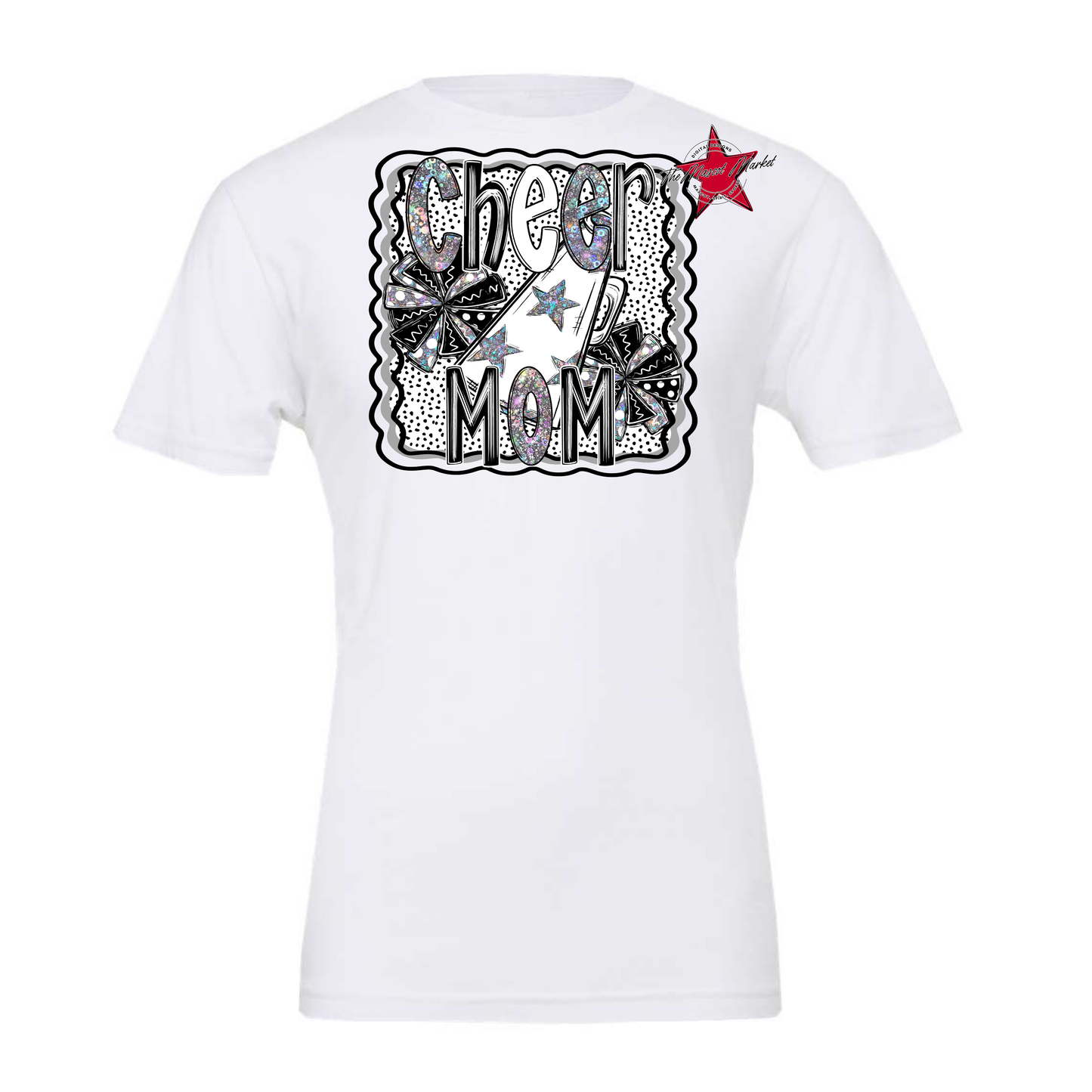 Cheer Mom Megaphone Dot Design-Black & White