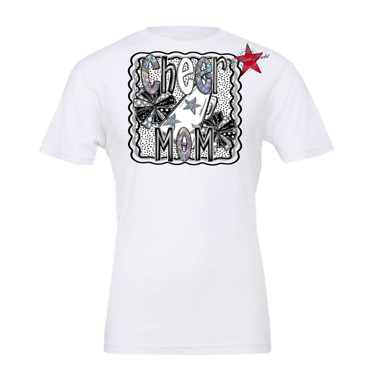 Cheer Mom Megaphone Dot Design-Black & White