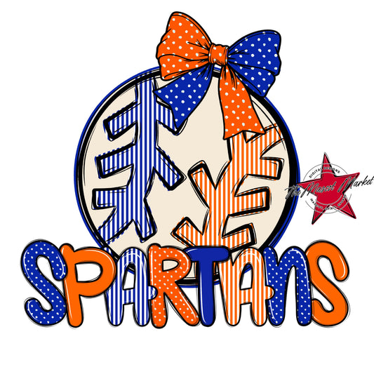 Spartans Baseball-Softball Spirit Design-Royal Blue & Orange