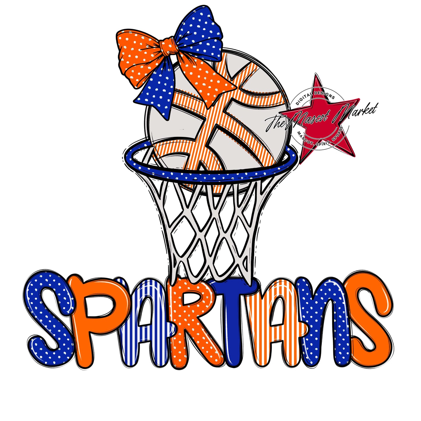 Spartans Basketball Spirit Design-Royal Blue & Orange