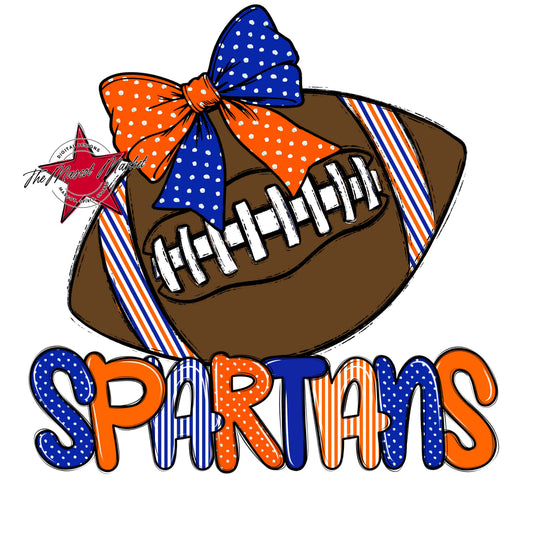 Spartans Football Spirit Design-Royal Blue & Orange