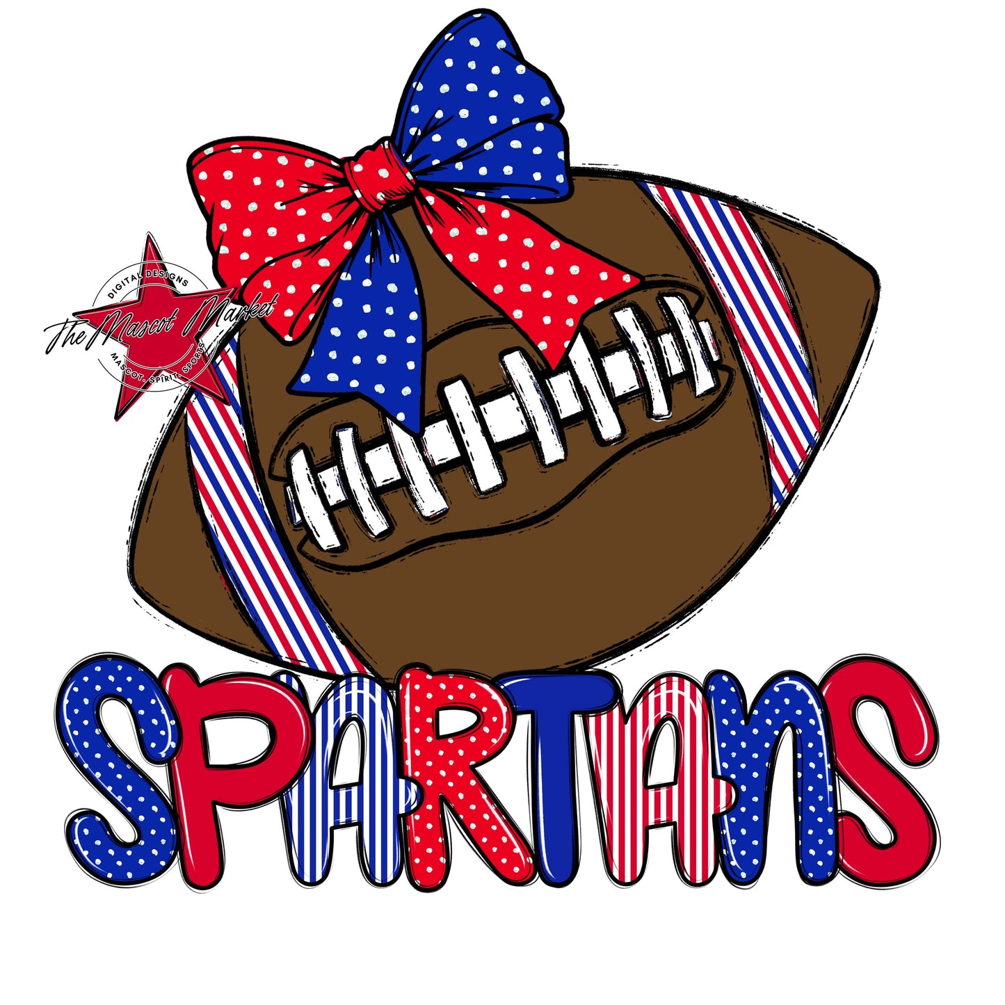 Spartans Football Spirit Design-Royal Blue & Red
