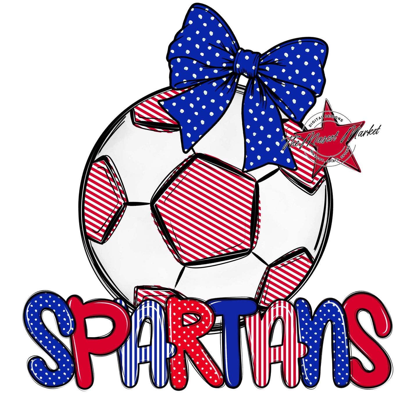 Spartans Soccer Spirit Design-Royal Blue & Red