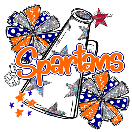 Spartans Alpha Megaphone Design-Blue-Orange