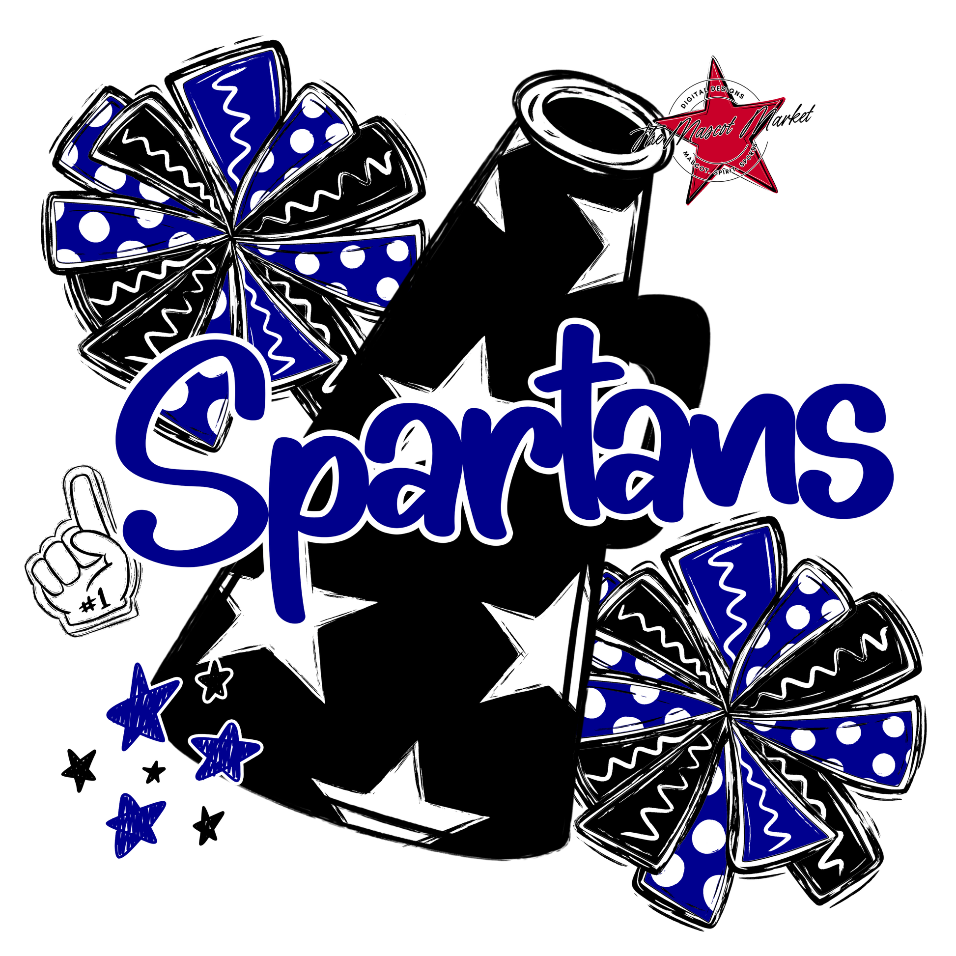 Spartans Alpha Megaphone Design-Blue