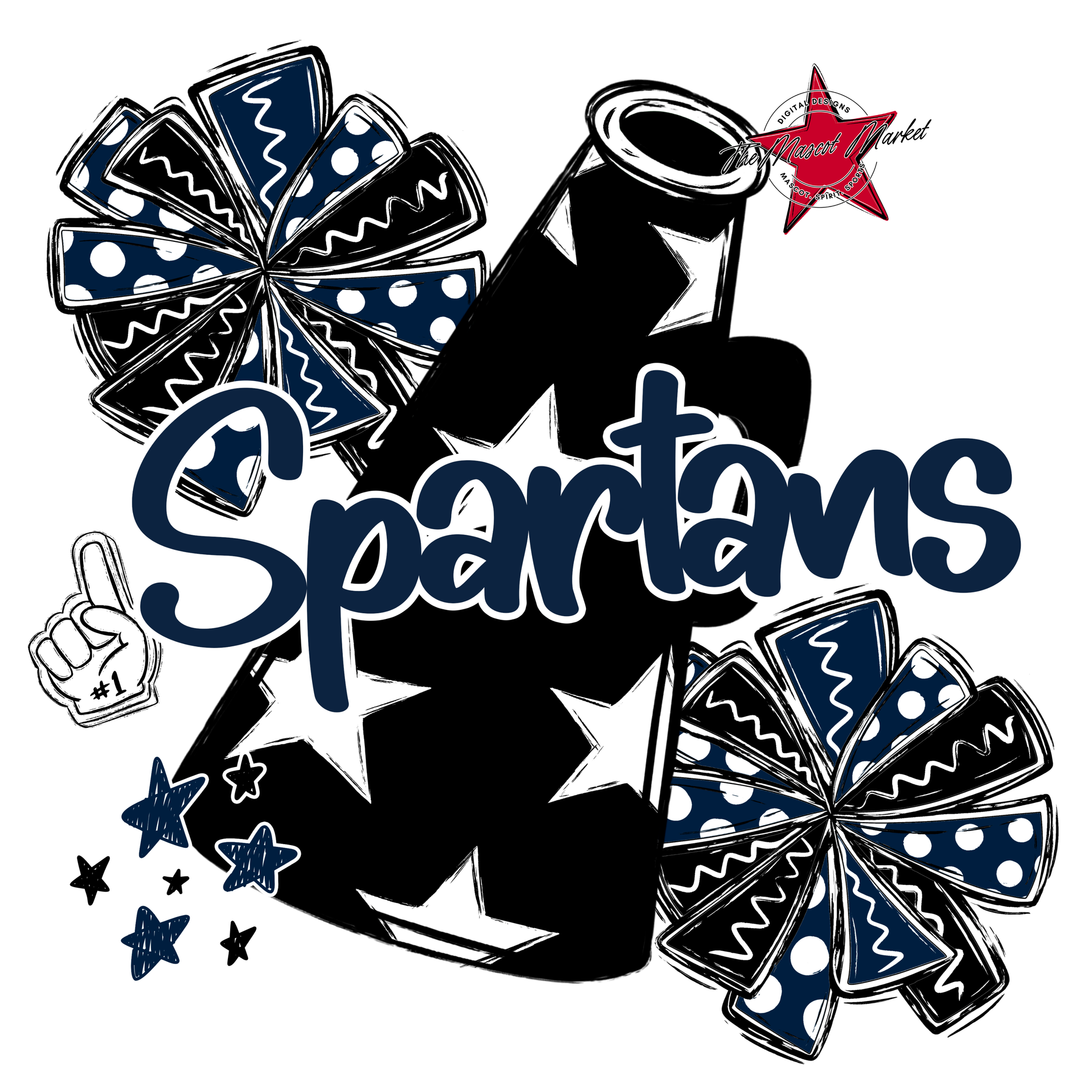 Spartans Alpha Megaphone Design-Navy