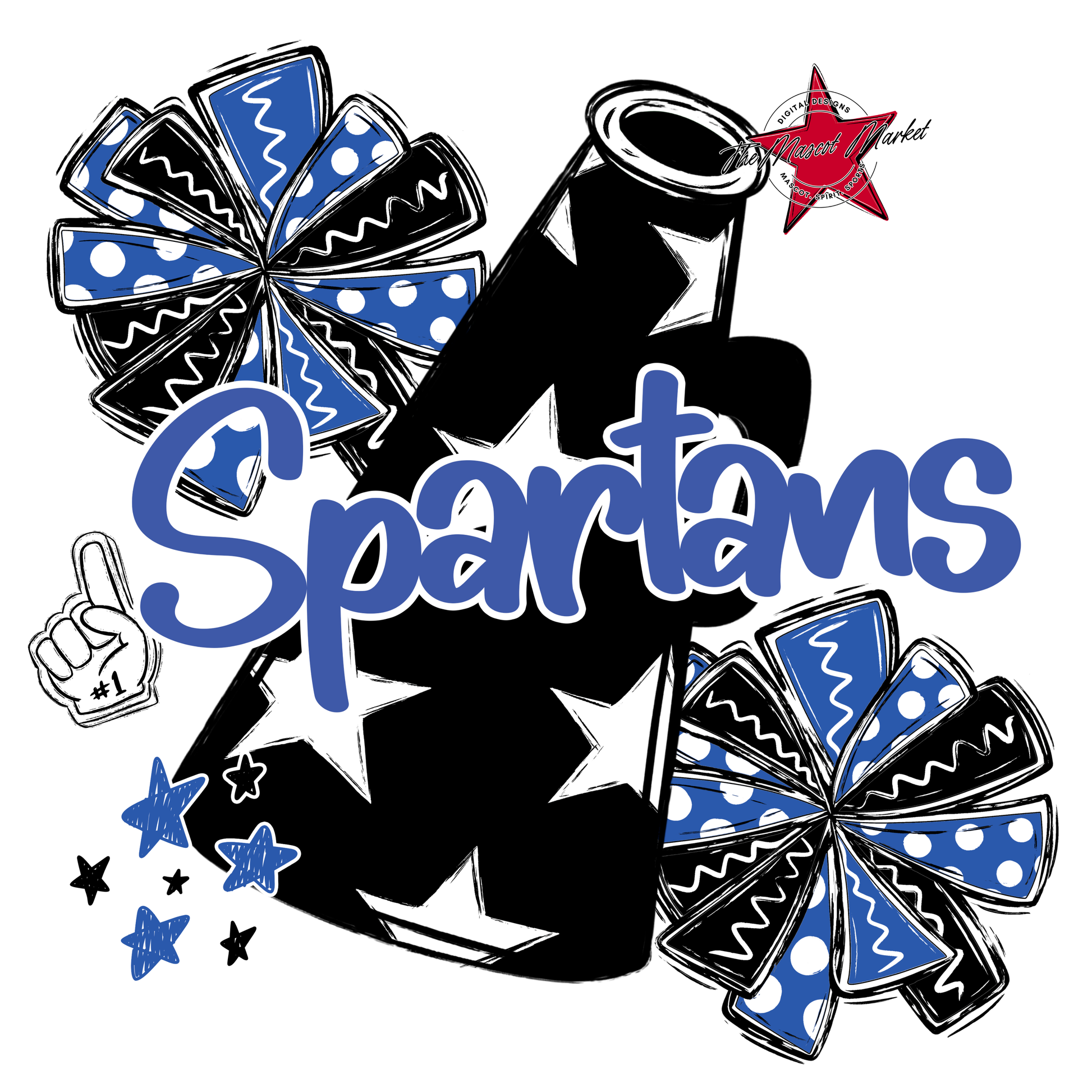 Spartans Alpha Megaphone Design-Off Blue