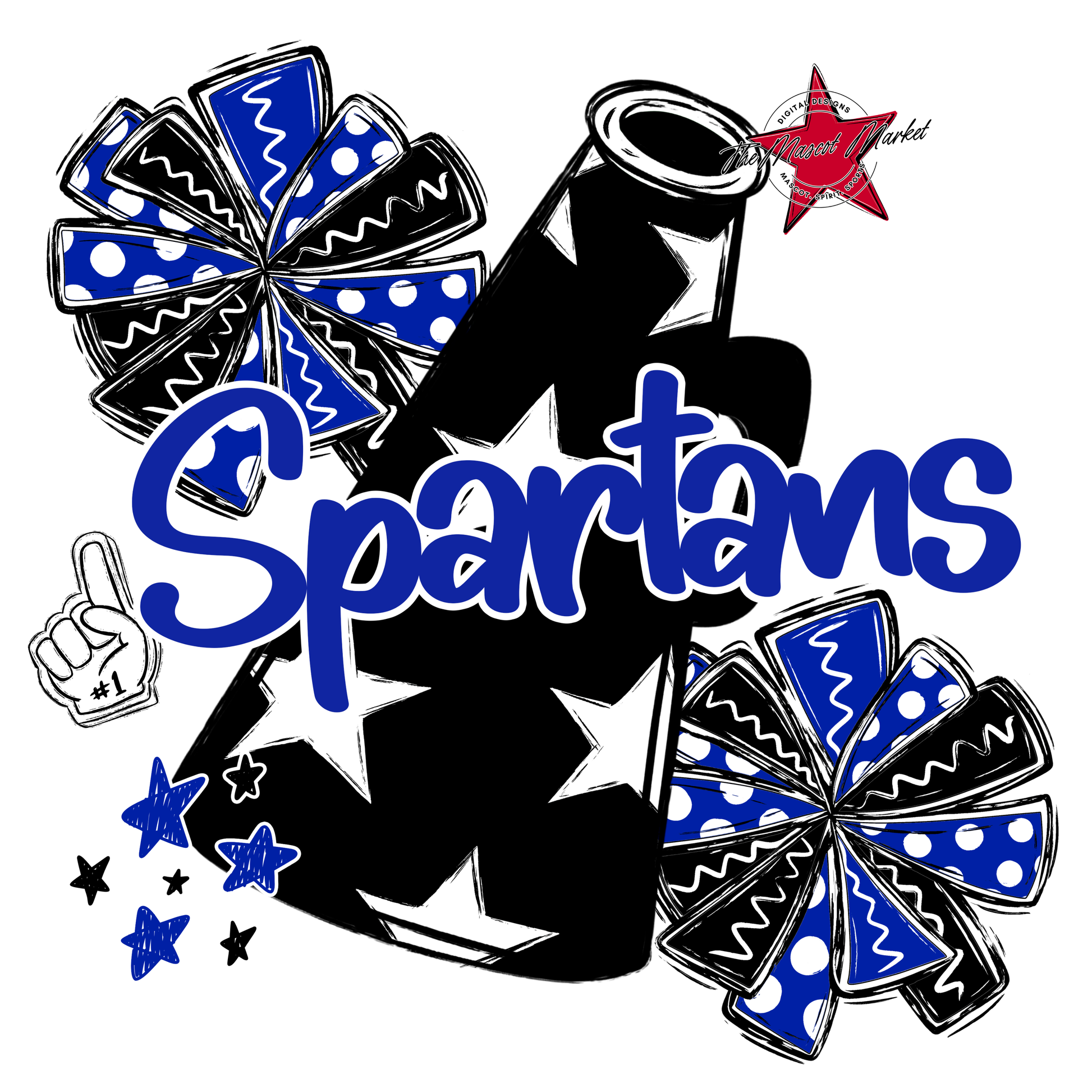Spartans Alpha Megaphone Design-Royal Blue