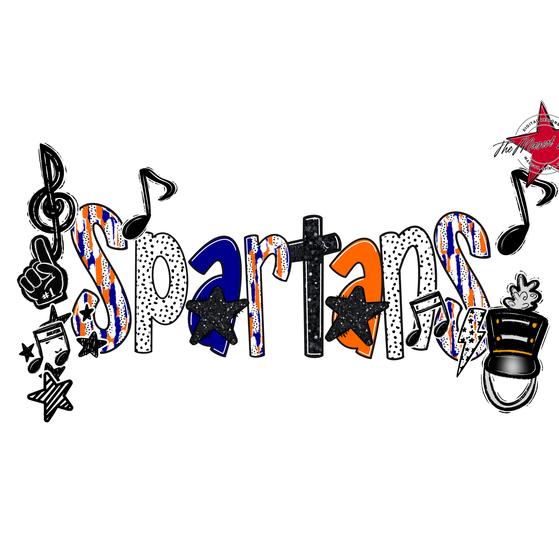 Spartans Band Scrape-Blue-Orange