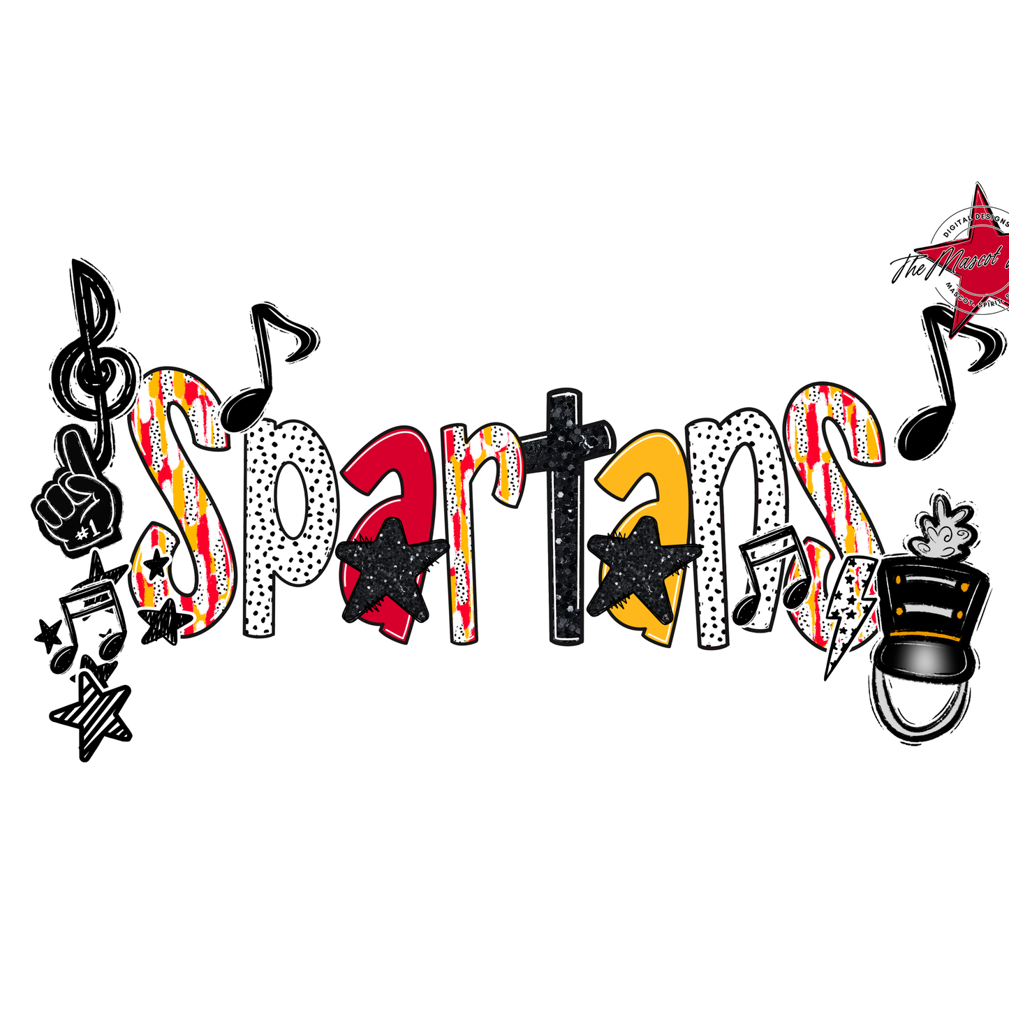 Spartans Band Scrape-Red-Yellow