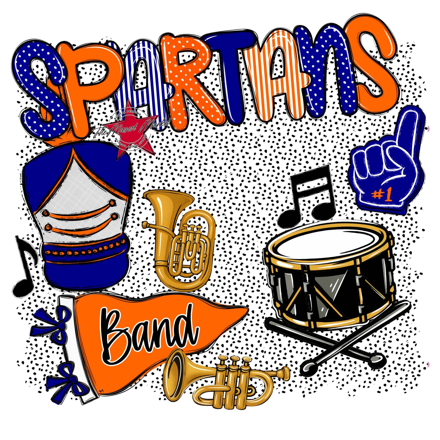 Spartans Band Spirit-Blue & Orange