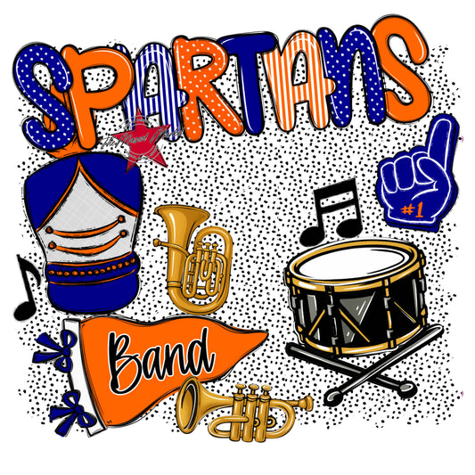 Spartans Band Spirit-Blue & Orange