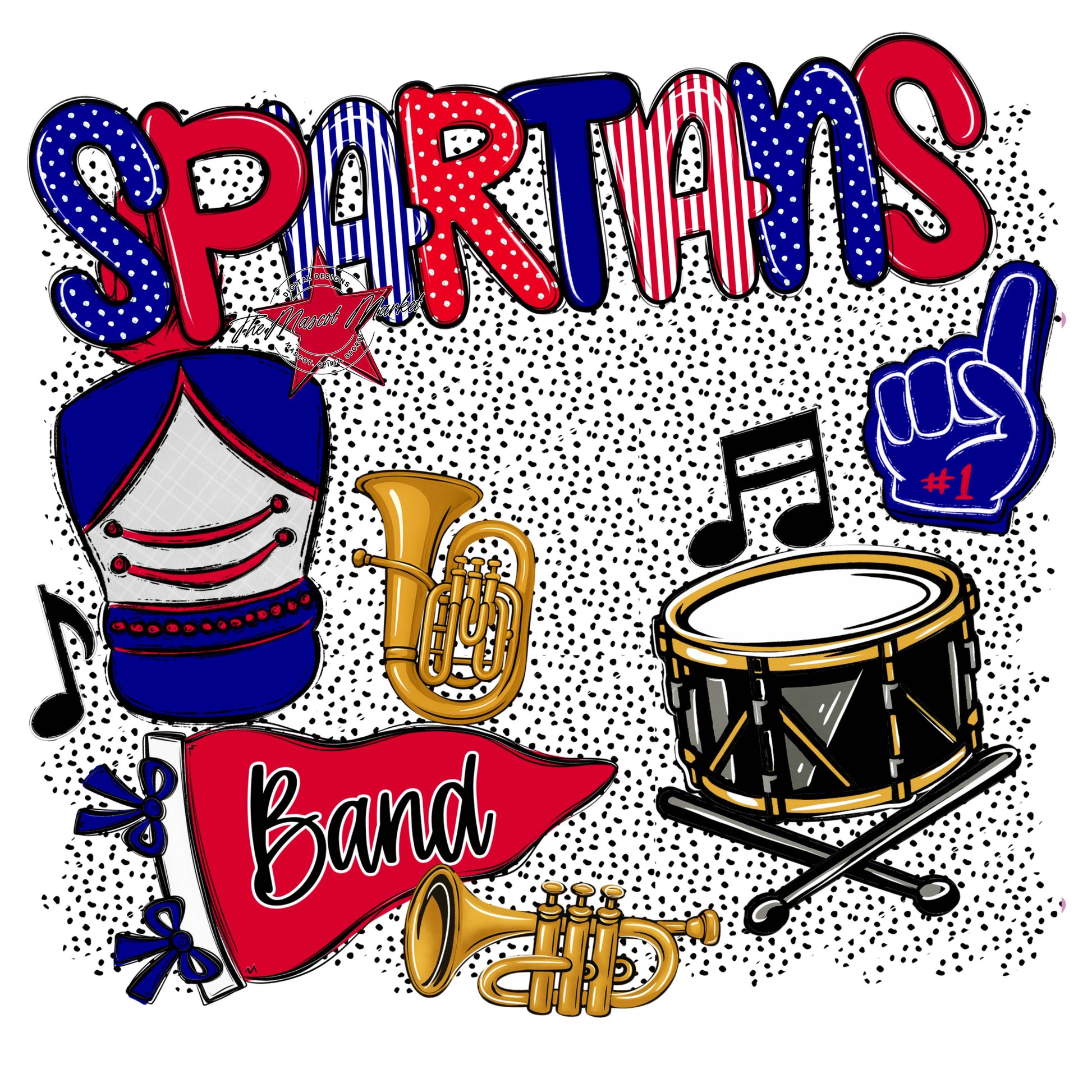 Spartans Band Spirit-Blue & Red
