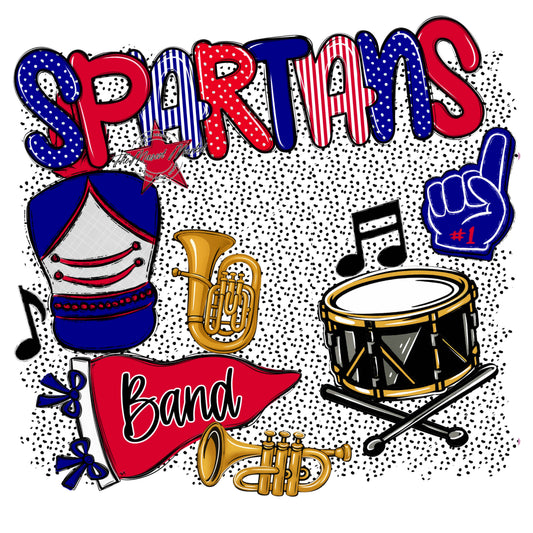 Spartans Band Spirit-Blue & Red
