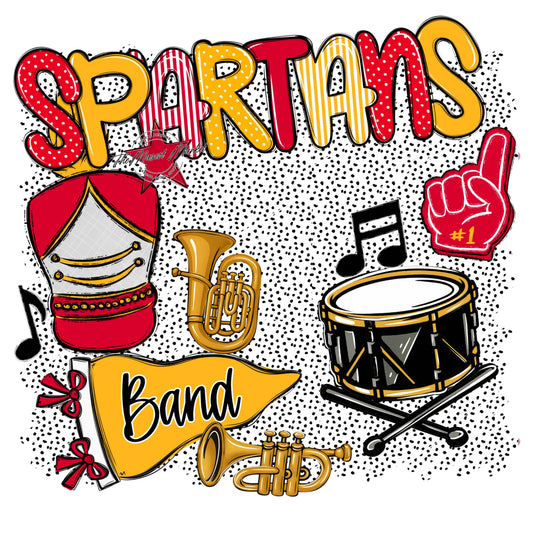 Spartans Band Spirit-Red & Yellow