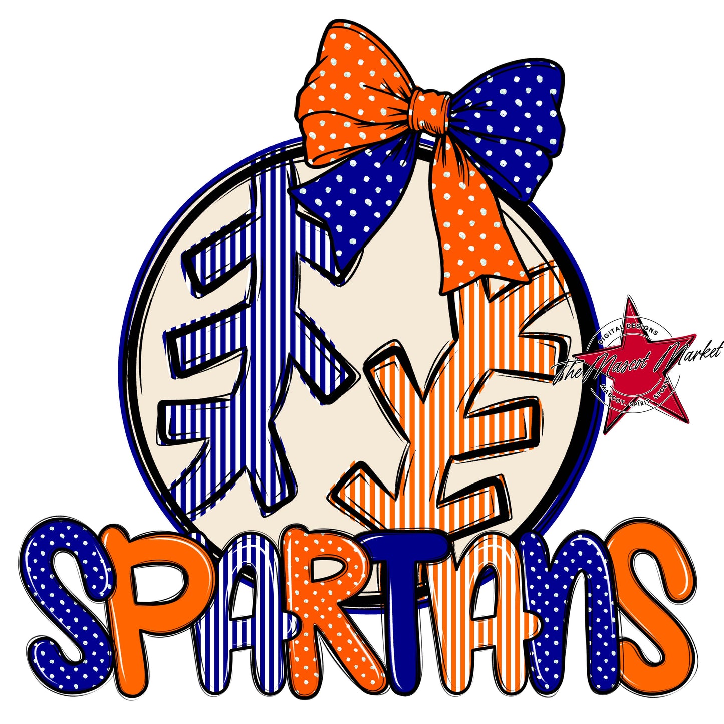 Spartans Baseball-Softball Spirit Design-Blue & Orange