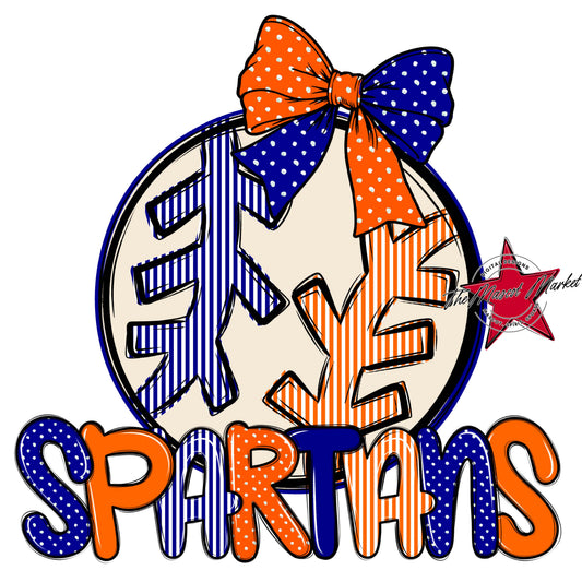 Spartans Baseball-Softball Spirit Design-Blue & Orange