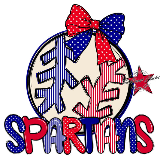 Spartans Baseball-Softball Spirit Design-Blue & Red