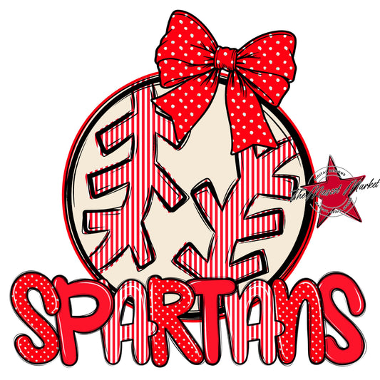 Spartans Baseball-Softball Spirit Design-Bright Red