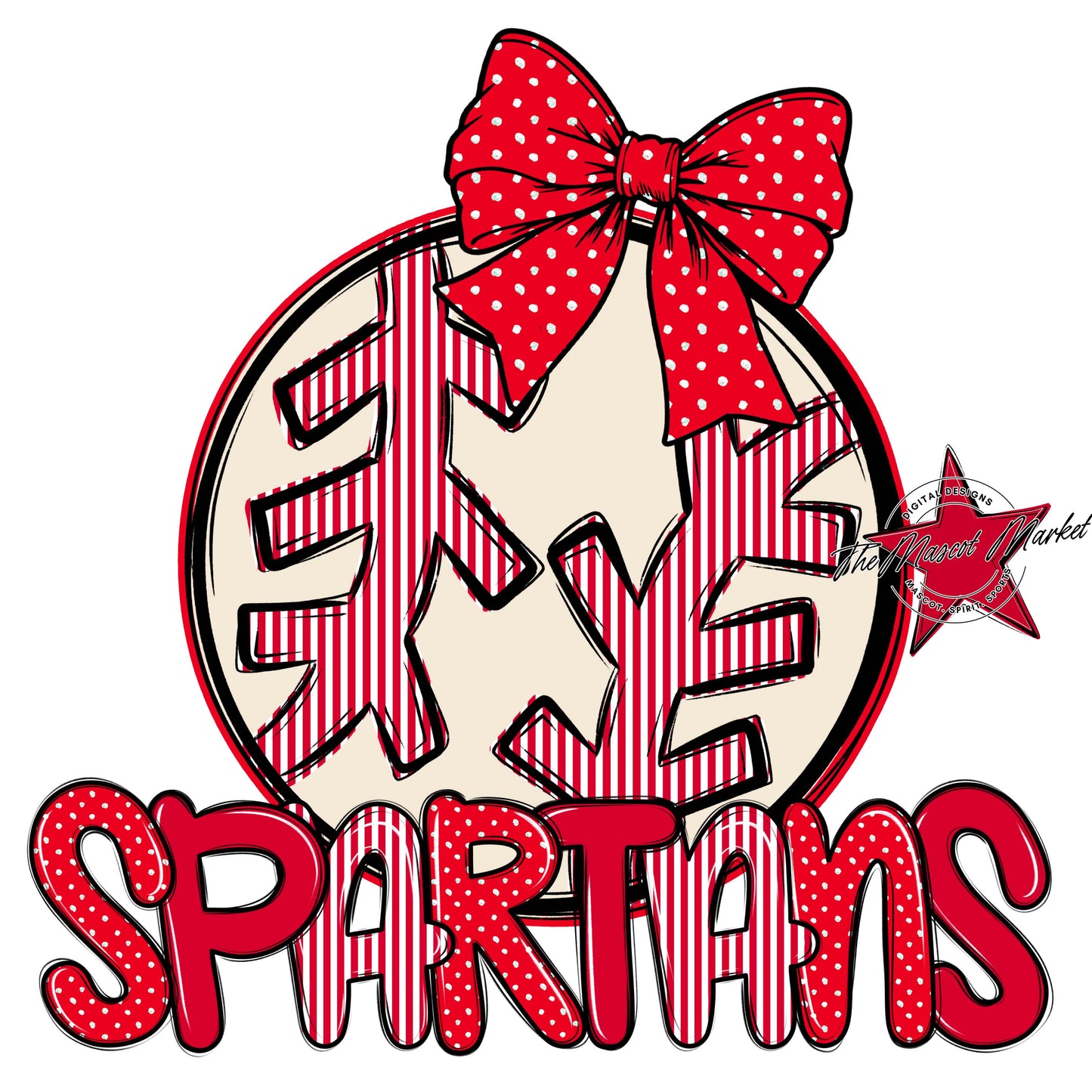 Spartans Baseball-Softball Spirit Design-Red