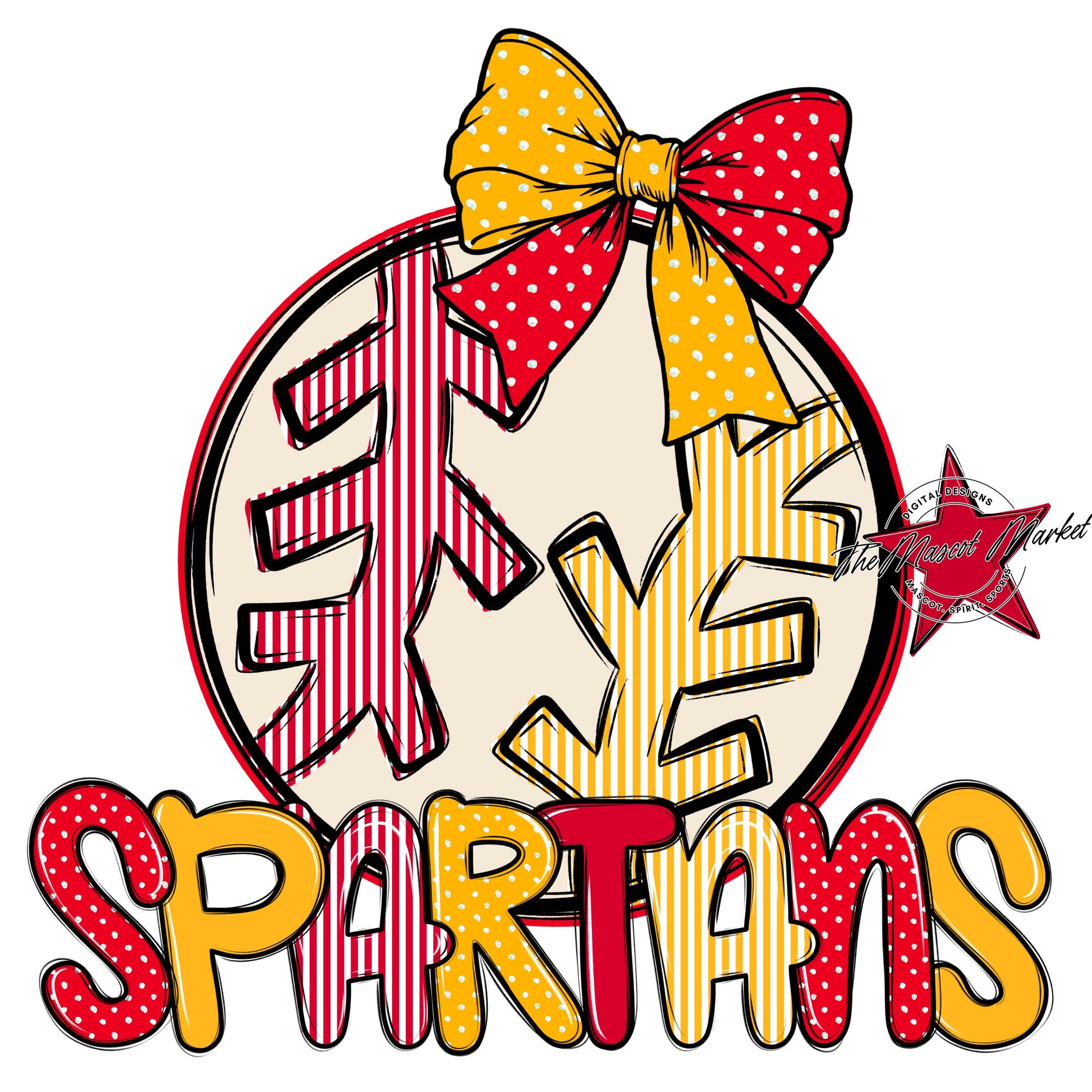 Spartans Baseball-Softball Spirit Design-Red & Yellow