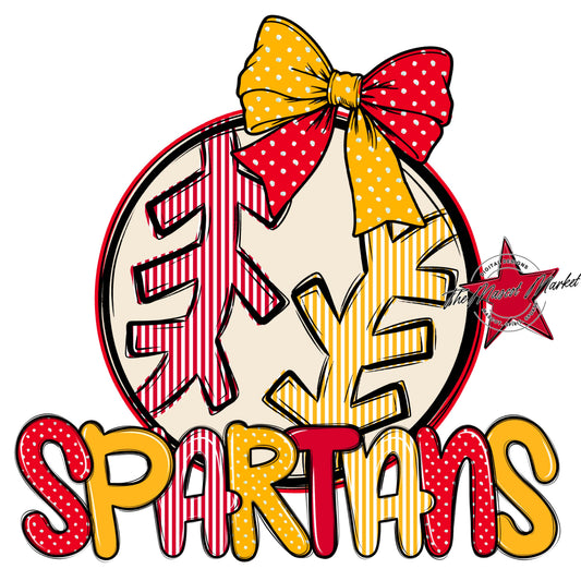 Spartans Baseball-Softball Spirit Design-Red & Yellow