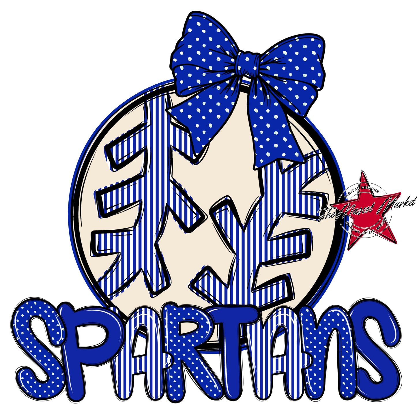 Spartans Baseball-Softball Spirit Design-Royal Blue