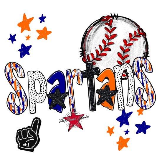 Spartans Baseball Scrape-Blue-Orange