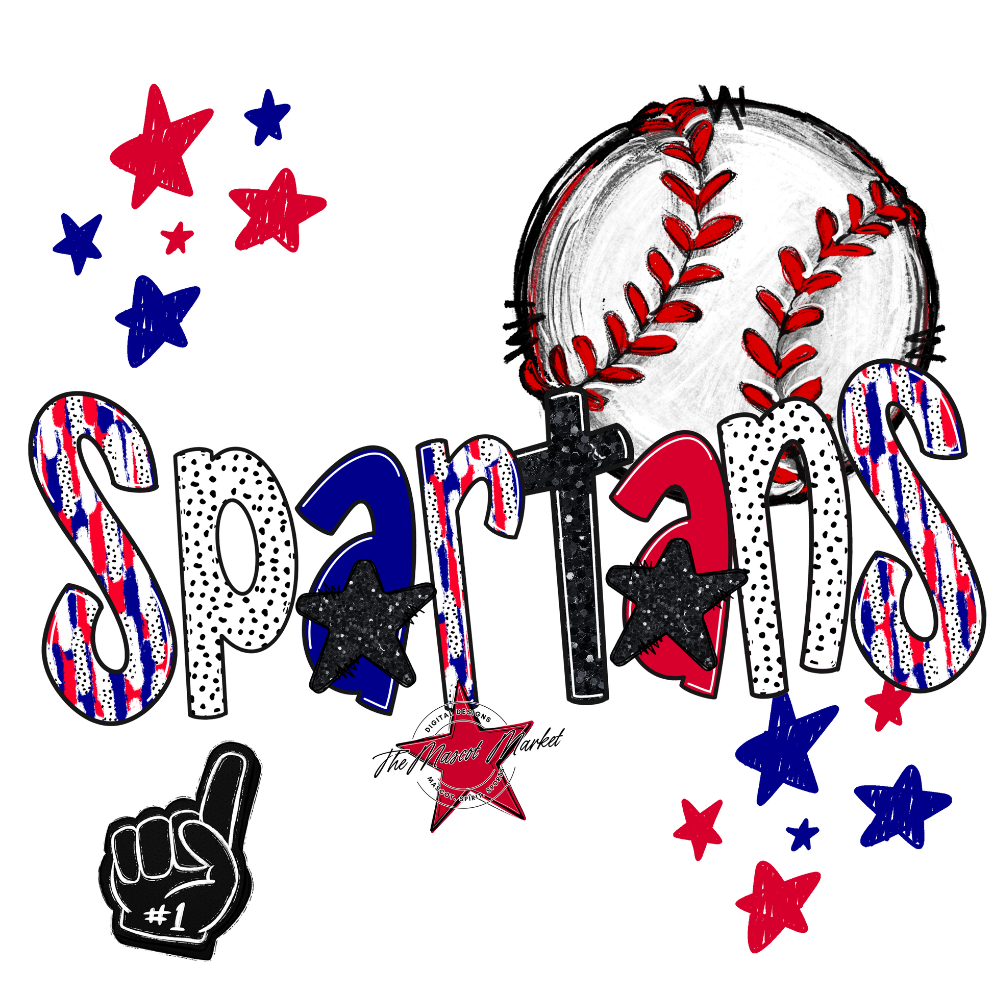 Spartans Baseball Scrape-Blue-Red