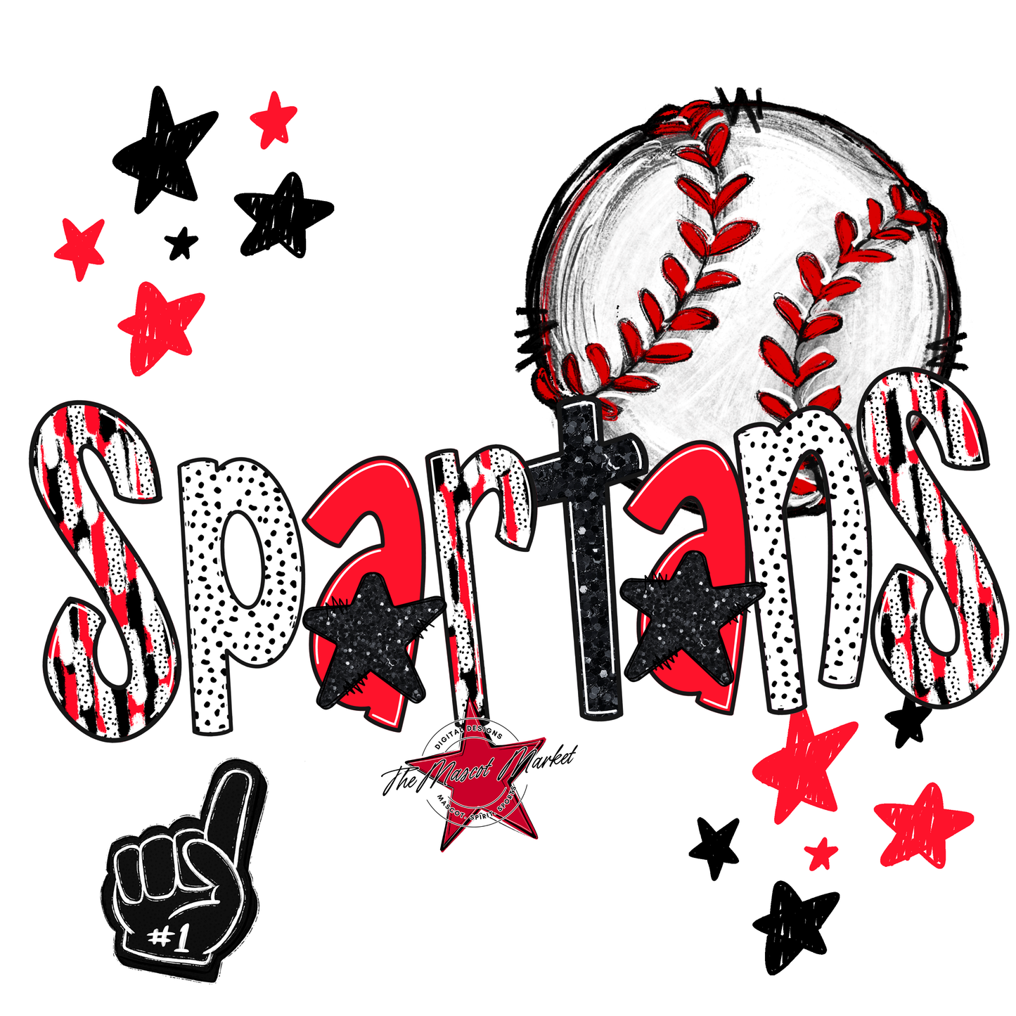 Spartans Baseball Scrape-Bright Red