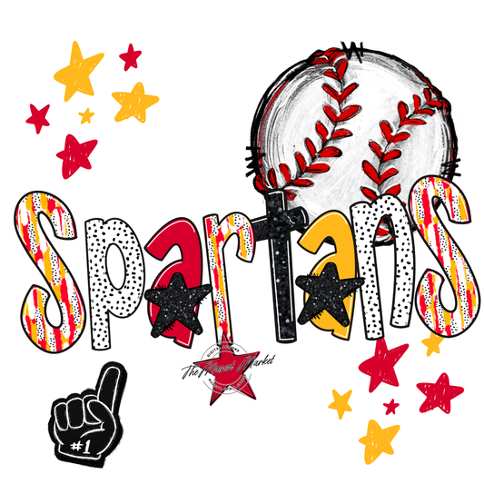 Spartans Baseball Scrape-Red-Yellow