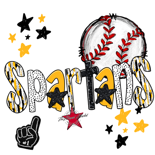 Spartans Baseball Scrape-Yellow