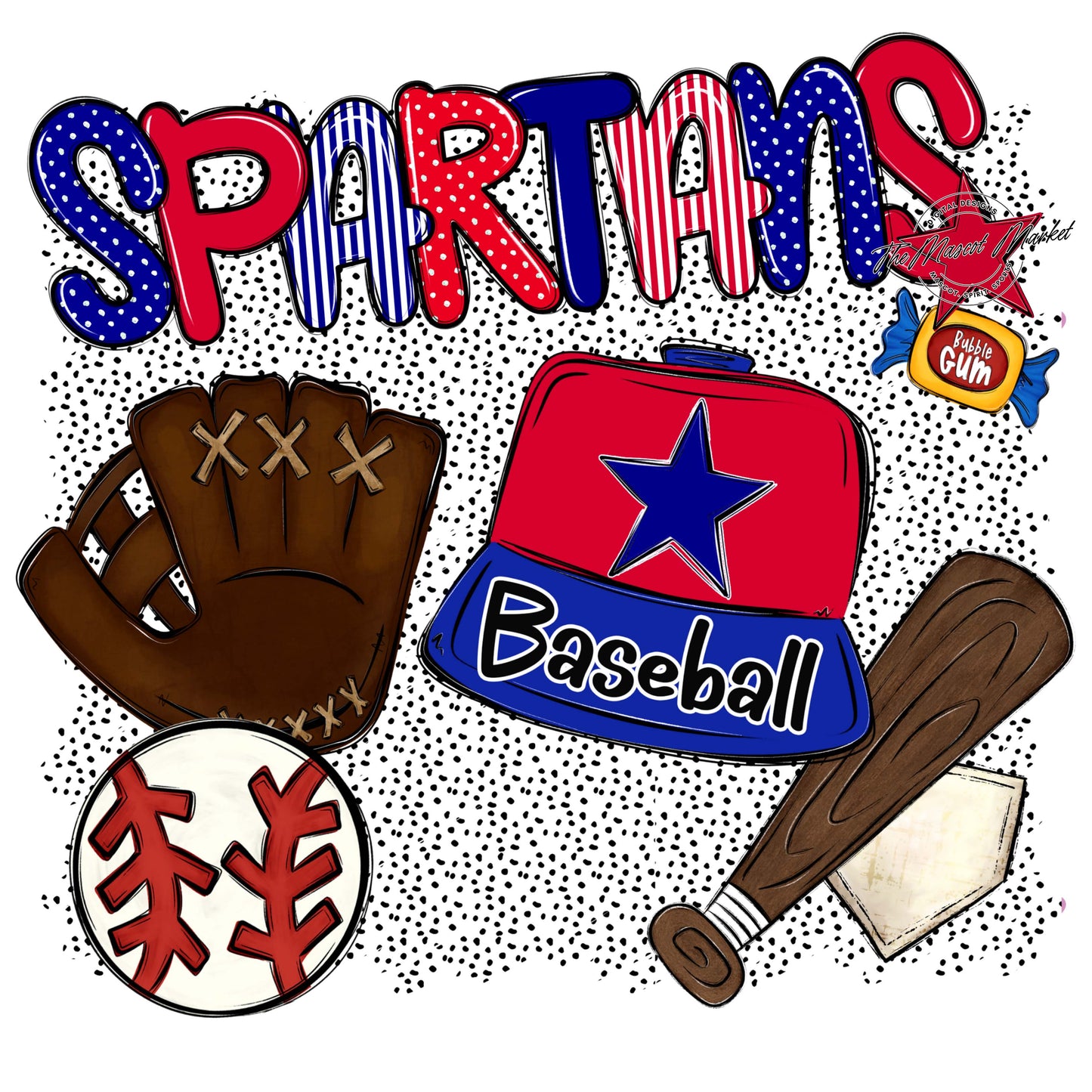 Spartans Baseball Spirit-Blue & Red