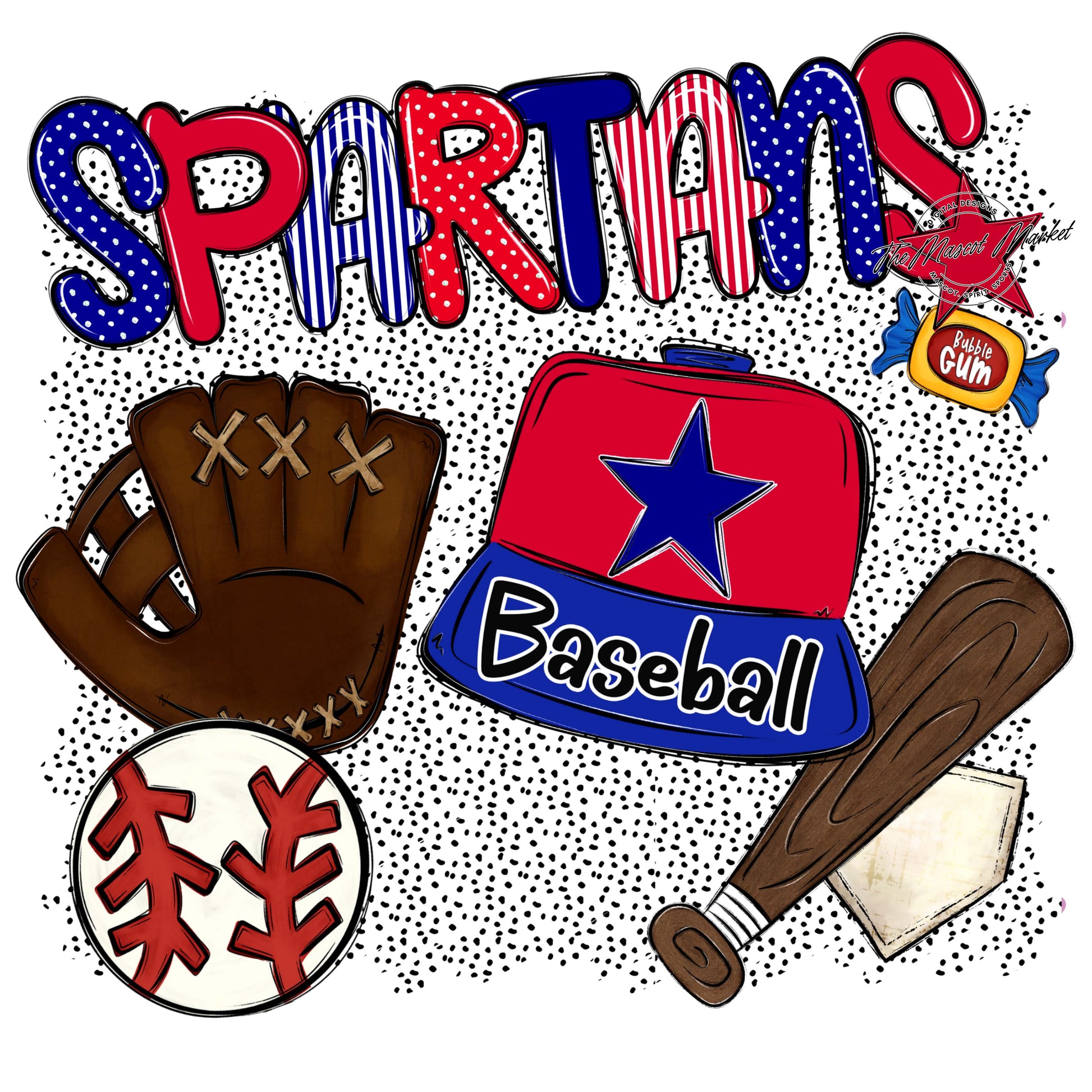 Spartans Baseball Spirit-Blue & Red