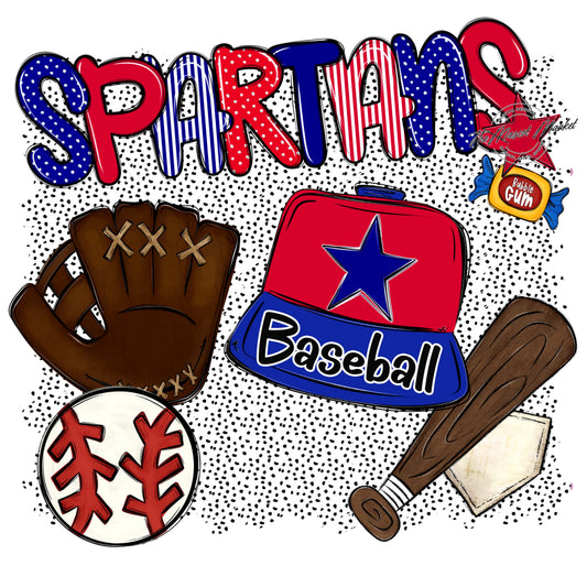 Spartans Baseball Spirit-Blue & Red