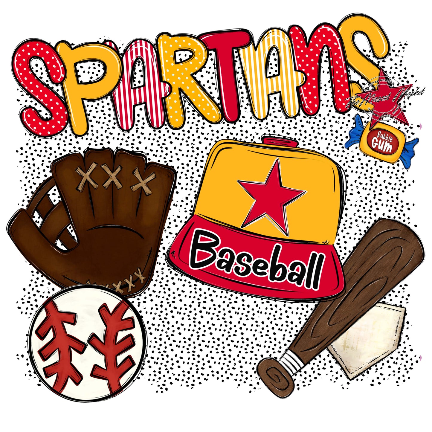 Spartans Baseball Spirit-Red & Yellow