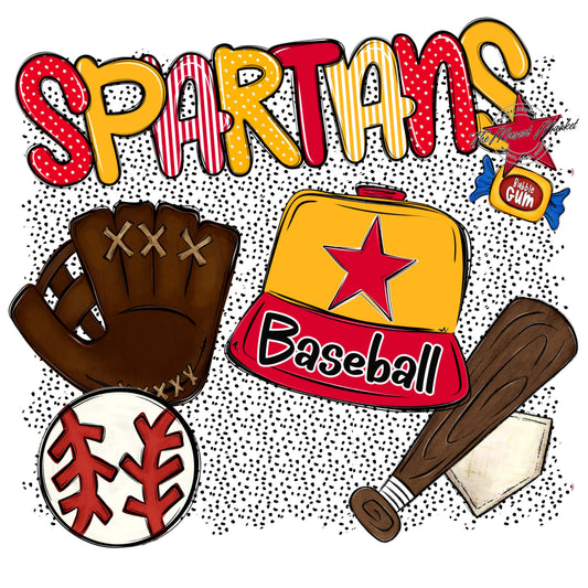 Spartans Baseball Spirit-Red & Yellow