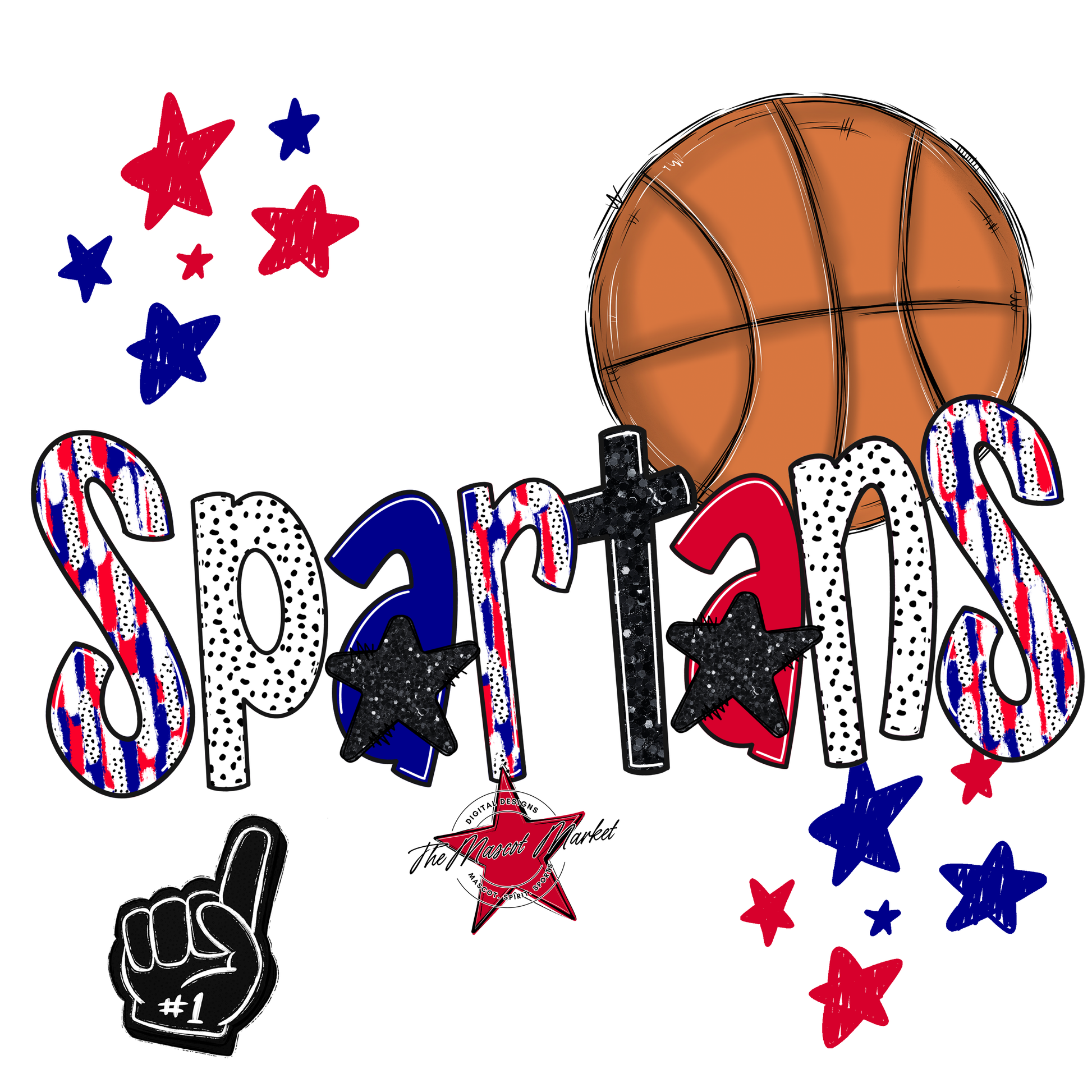 Spartans Basketball Scrape-Blue-Red