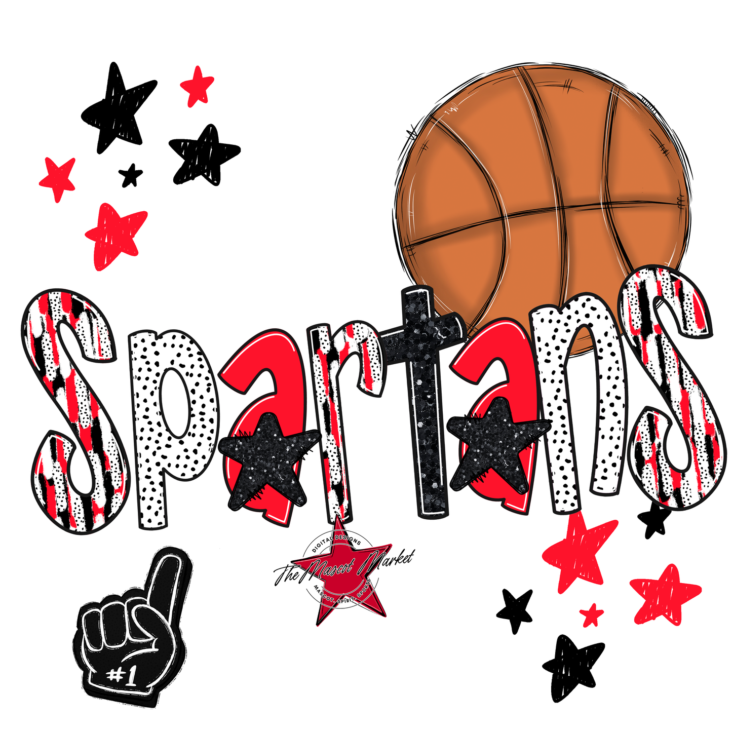 Spartans Basketball Scrape-Bright Red