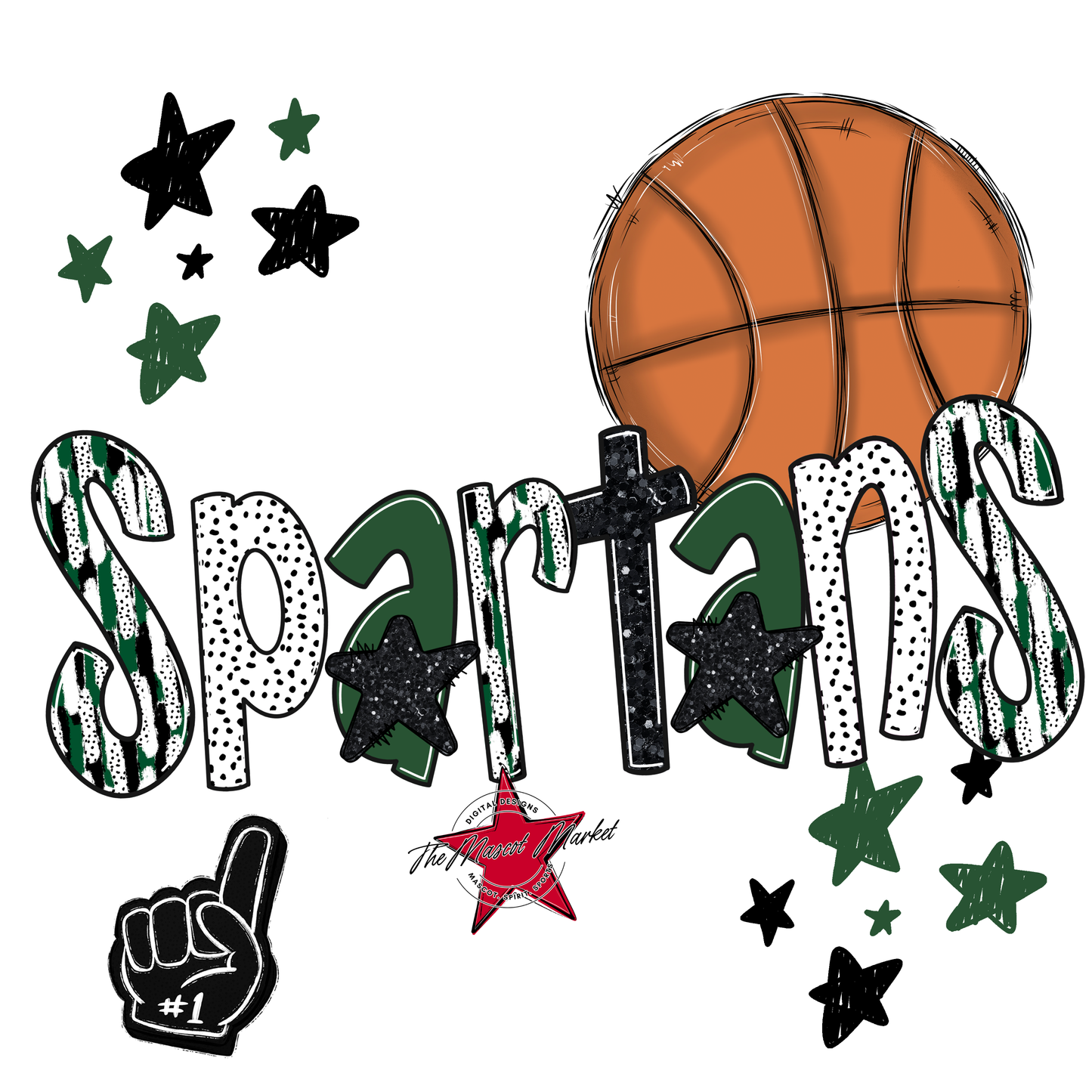 Spartans Basketball Scrape-Green