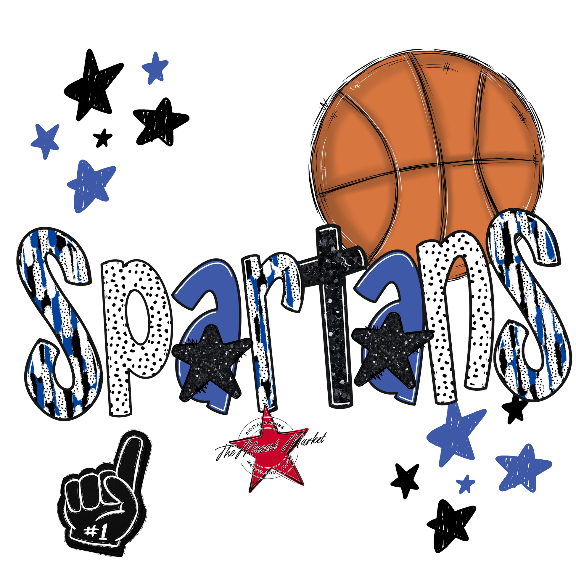 Spartans Basketball Scrape-Off Blue