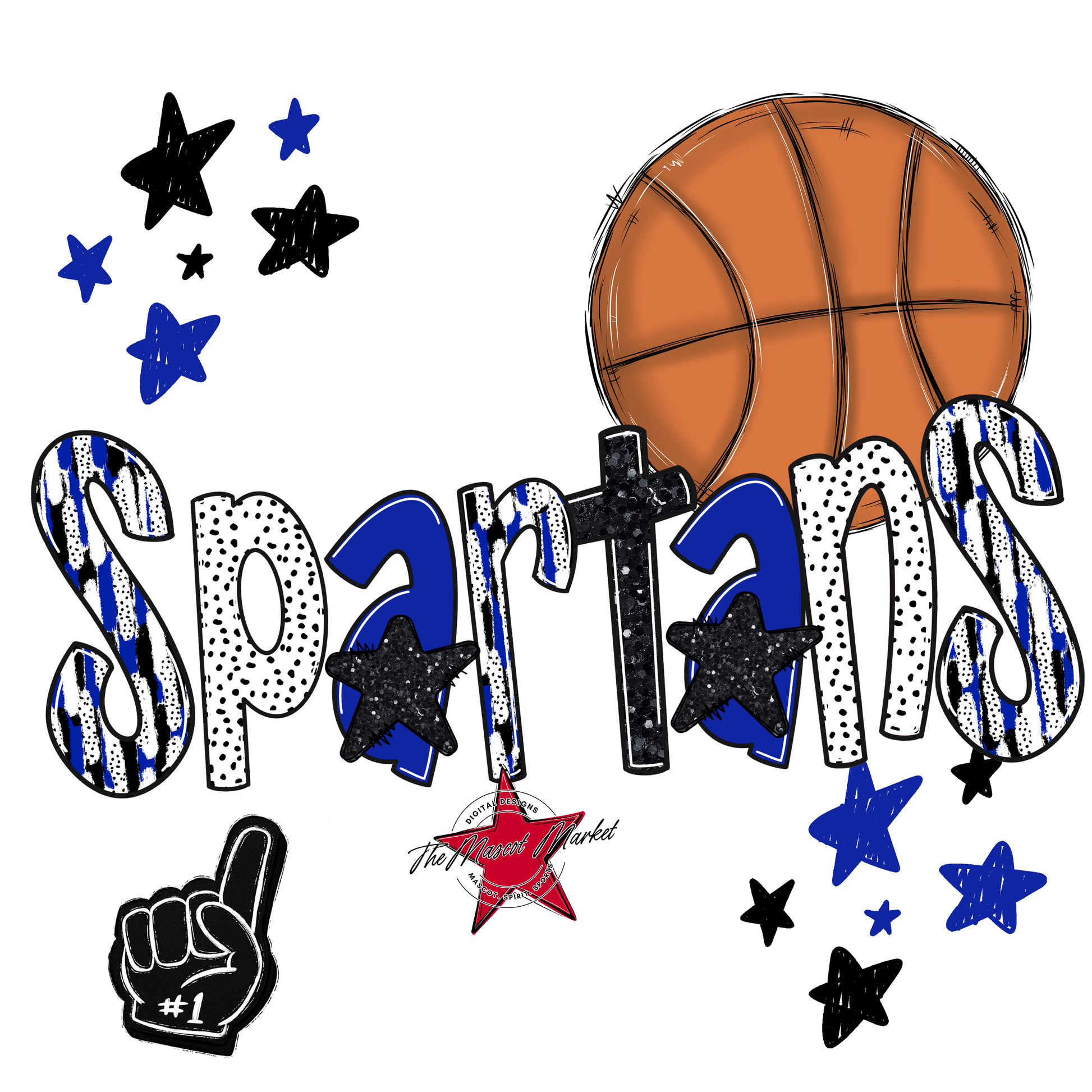 Spartans Basketball Scrape-Royal Blue