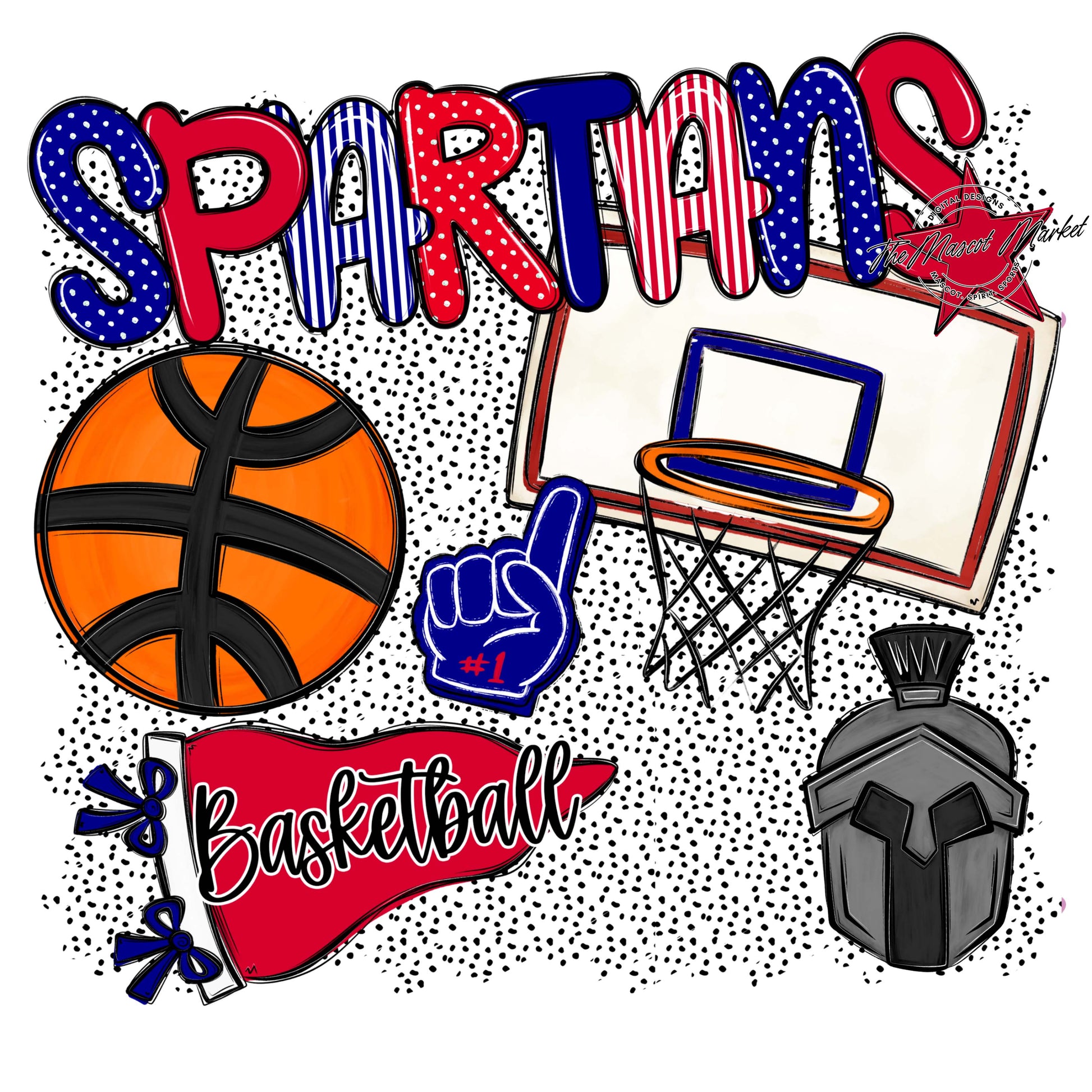 Spartans Basketball Spirit-Blue & Red
