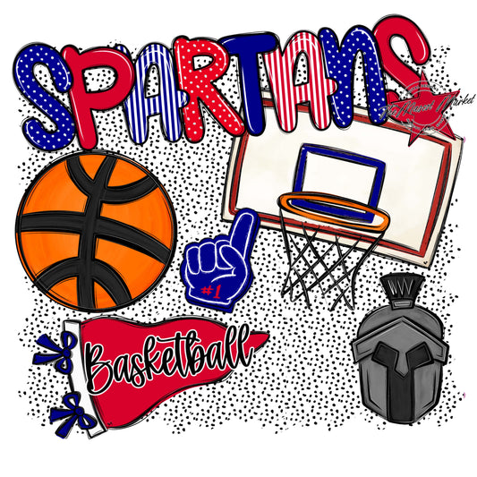 Spartans Basketball Spirit-Blue & Red