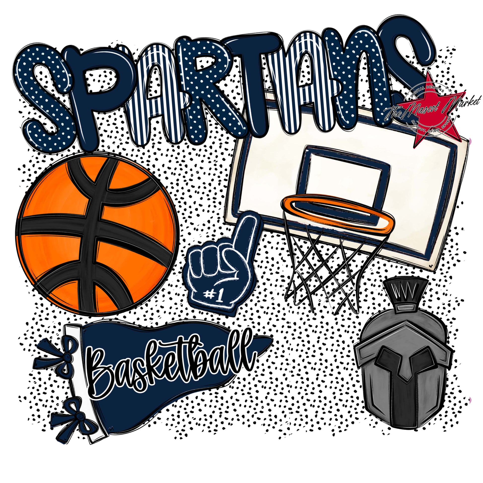 Spartans Basketball Spirit-Navy