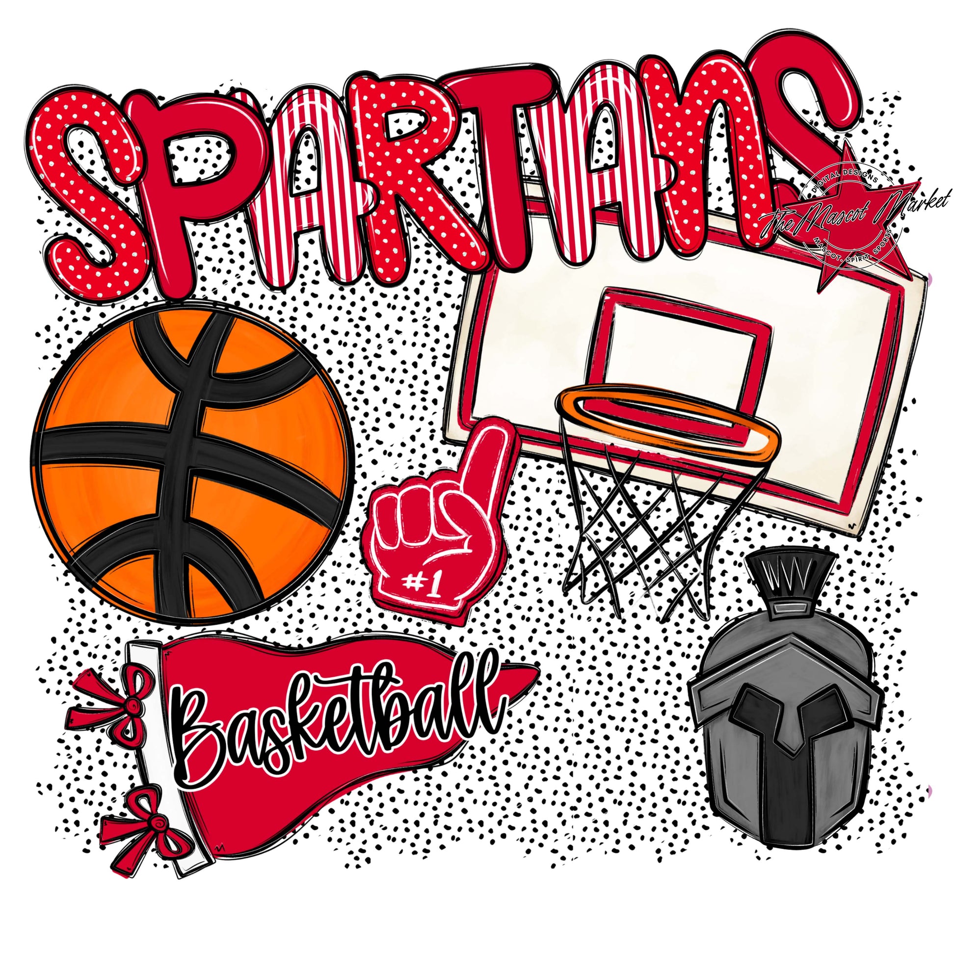 Spartans Basketball Spirit-Red