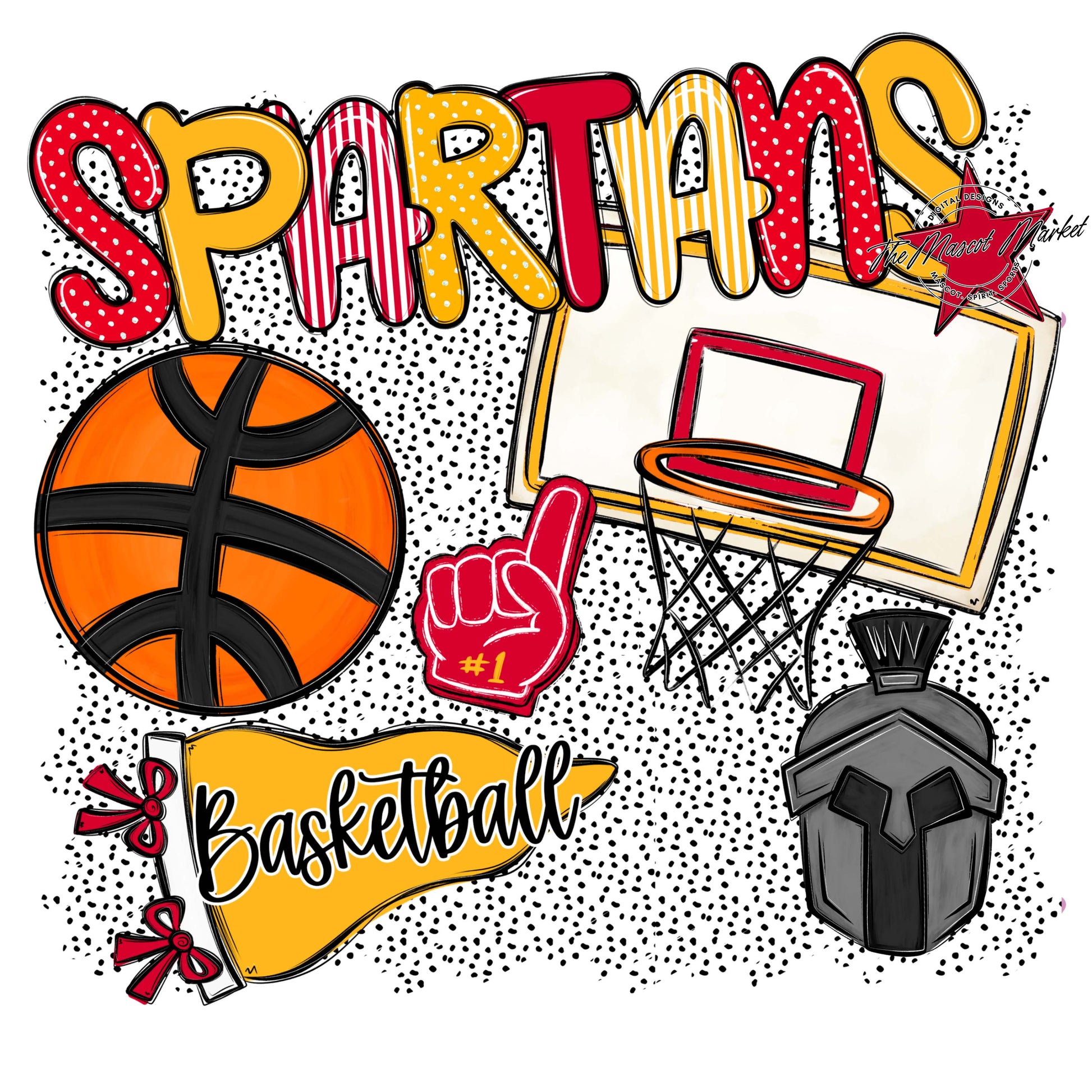 Spartans Basketball Spirit-Red & Yellow
