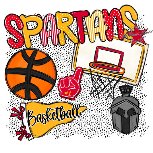 Spartans Basketball Spirit-Red & Yellow