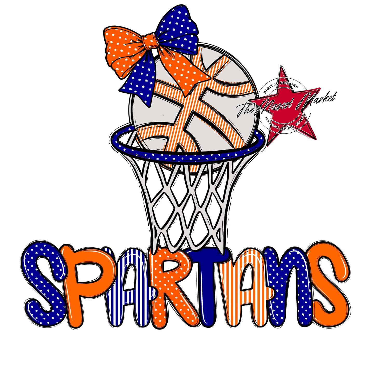 Spartans Basketball Spirit Design-Blue & Orange