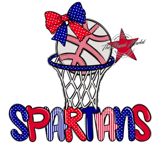 Spartans Basketball Spirit Design-Blue & Red